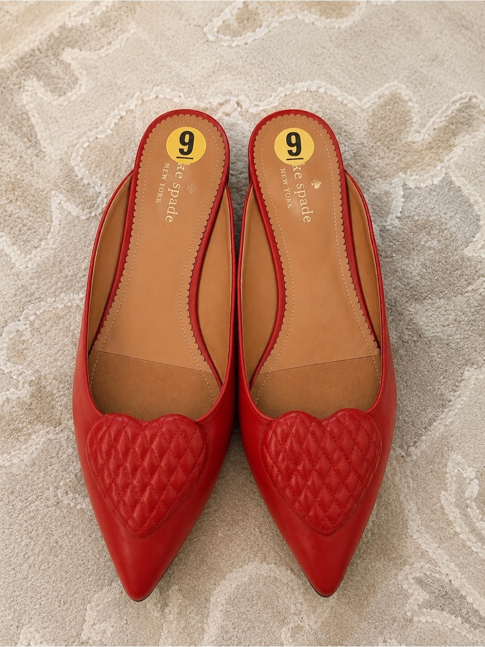 Kate Spade New York Red Heart Pointed-Toe Mules – Size 9